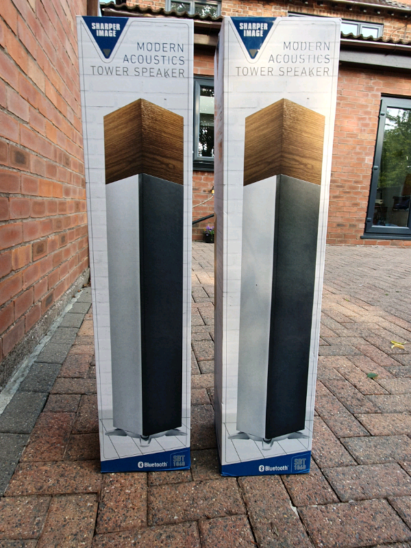 sharper image modern acoustic tower speaker